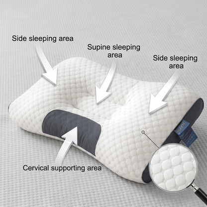 Lot de 2 oreillers cervicaux ergonomiques – Oreiller de soutien cervical en tissu respirant avec taie d'oreiller amovible à fermeture éclair, soulage la pression des épaules et du cou, disponible en 5 couleurs pour la maison et le bureau