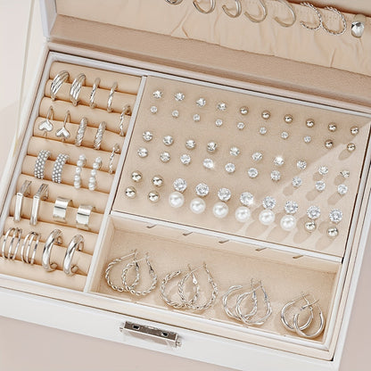 Ensemble de 102 boucles d'oreilles pour femmes – Styles géométriques, strass et anneaux torsadés, tiges en acier inoxydable hypoallergénique, cadeau de luxe léger pour le quotidien, les fêtes et les vacances
