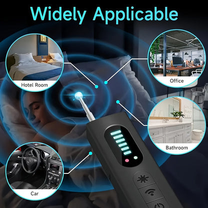 Détecteur de caméra cachée et scanner de signal RF anti-espion – Détecteur de mouchards, traceurs GPS et dispositifs d'écoute, balayeur de sécurité multifonction portable et rechargeable pour les voyages, l'hôtel, la maison, le bureau, la voiture
