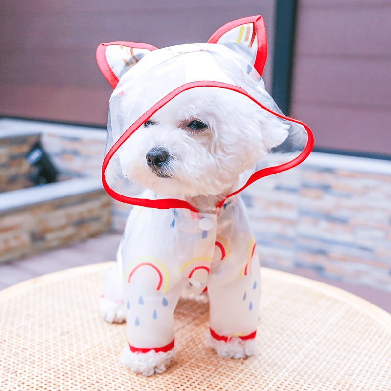 Imperméable pour petit chien - Combinaison de pluie mignonne à motif arc-en-ciel, veste de pluie toutes saisons avec fermeture à boutons-pression, manteau de pluie léger pour petites races, tenue de pluie amusante pour animal de compagnie