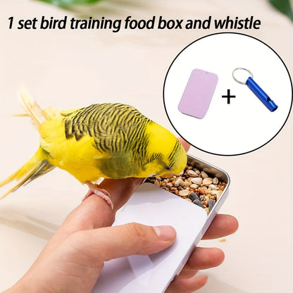 Kit de démarrage pour le dressage des perroquets - Ensemble bol d'alimentation, nourrisseur à la main et sifflet pour perroquets, perruches, calopsittes et conures - Accessoires pour apprivoiser et créer un lien avec les oiseaux, couleur aléatoire