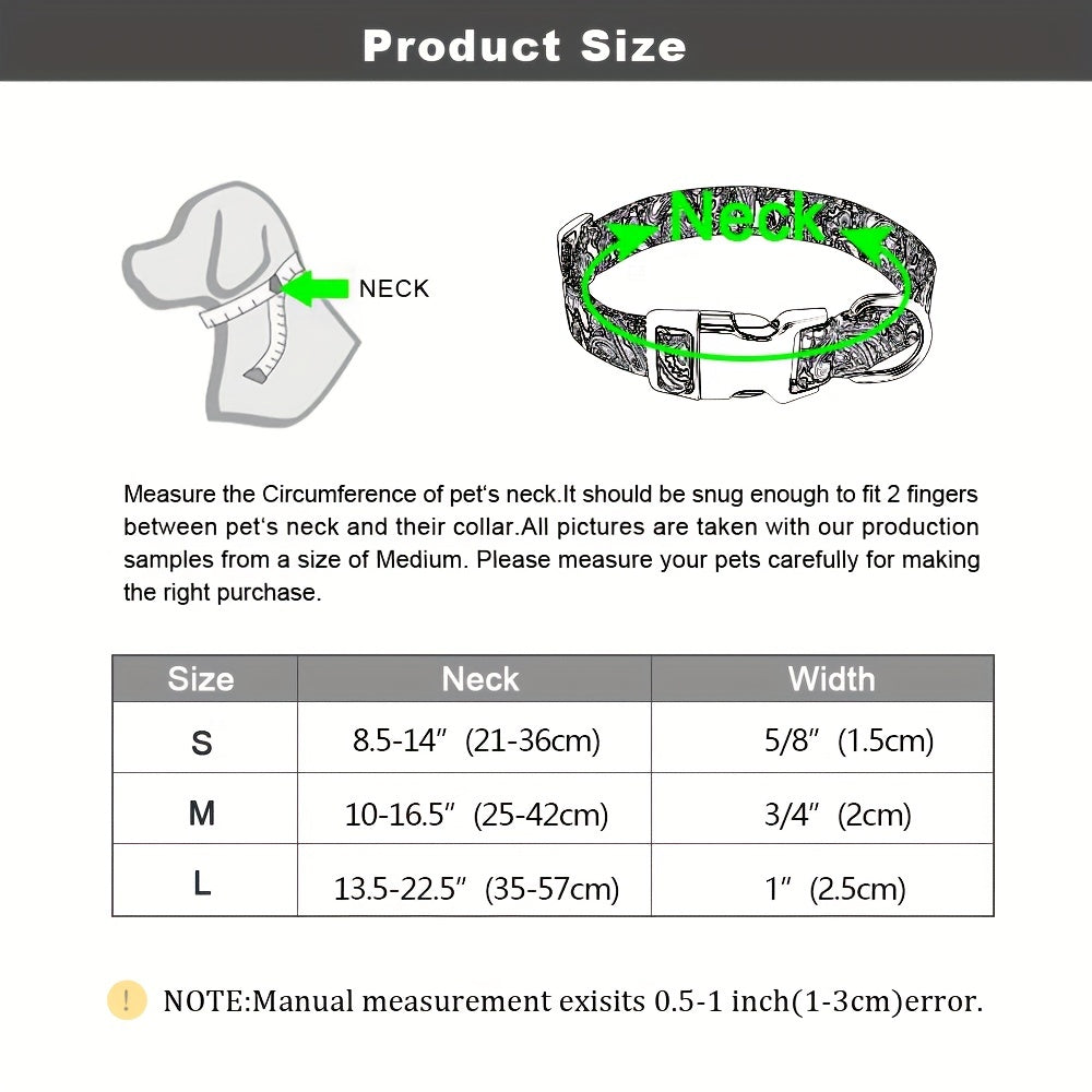 Collier pour chien en nylon personnalisé, gravé et imprimé avec nom et numéro de téléphone – Collier pour animaux de compagnie pour chiots, chats et chiens de petite à grande taille, tailles S, M, L, 7 couleurs éclatantes