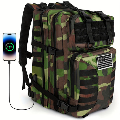 Sac à dos tactique unisexe haute capacité 50L – Sac militaire MOLLE pour le camping, la pêche, la chasse, la randonnée et les voyages – 13 options de couleurs incluant des variantes avec sac à main et sac de rangement