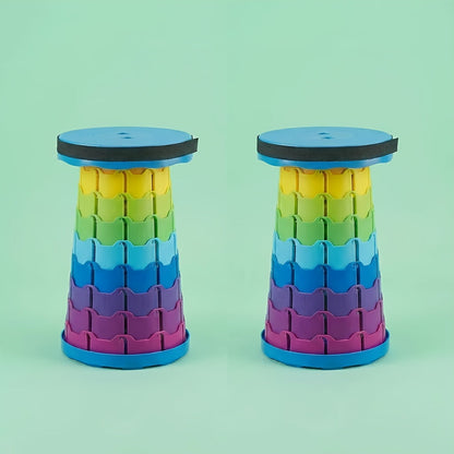 Collapsible Camping Stool 400 Lbs Capacity Ultra-Portable Lightweight Folding Seat - Folds Flat Fits in Backpack for Camping, Hiking, Fishing & Indoor Outdoor Use - Rainbow Option Available