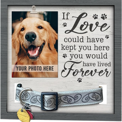 Cadre photo commémoratif en bois pour animal de compagnie avec support de collier – Cadeau de sympathie pour chien et chat « My Hardest Goodbye », cadre souvenir de 9x9 pouces pour le deuil d'un animal, 3 modèles disponibles