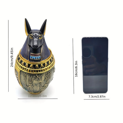 Urne funéraire pour animaux, figurine du dieu égyptien Anubis - Urne commémorative décorative en résine pour cendres de chat et de chien, pot souvenir unique pour la maison, cadeau de sympathie significatif pour la perte d'un animal