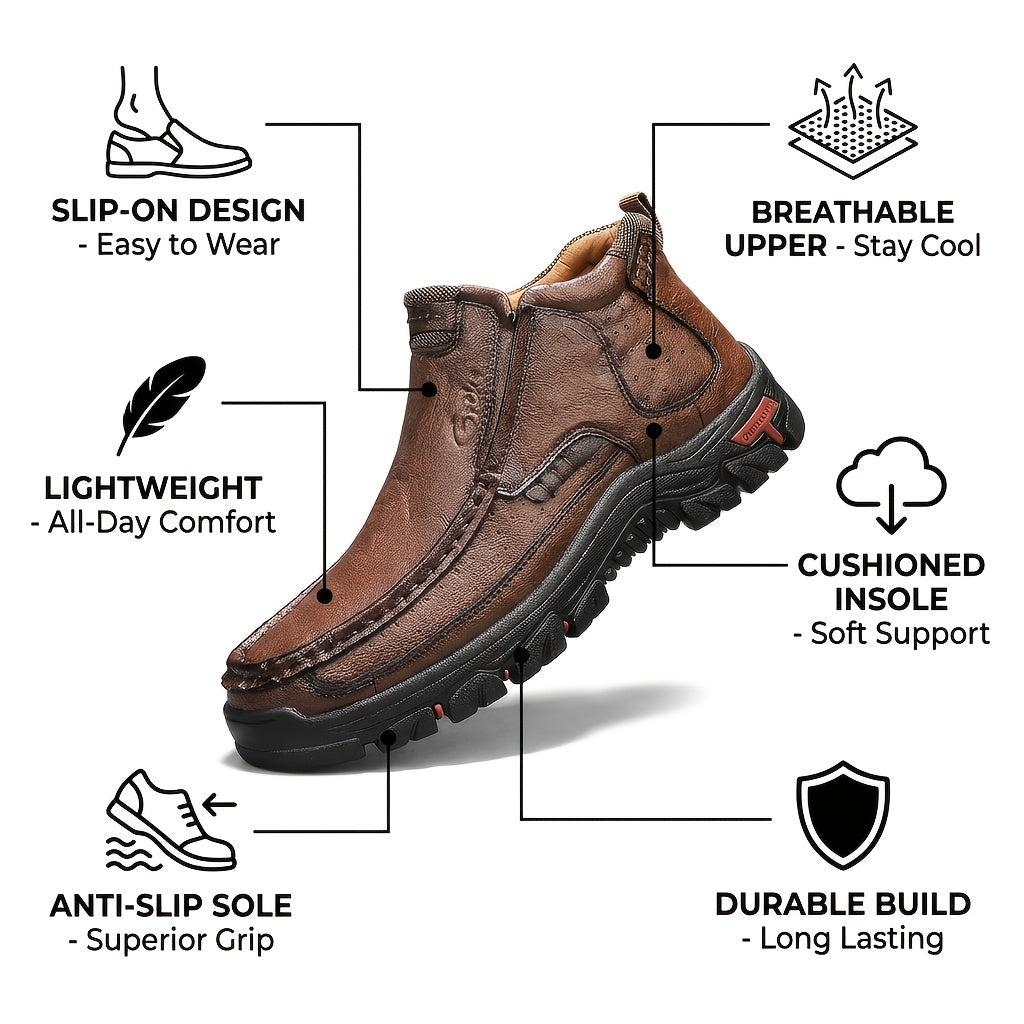 Bottines à enfiler cousues main pour homme GREKS, mocassins décontractés style Chukka, semelle antidérapante pour la randonnée, la conduite et le quotidien – chaussures légères et confortables pour homme