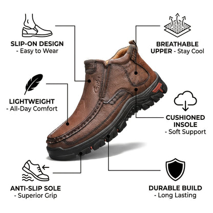 Bottines à enfiler cousues main pour homme GREKS, mocassins décontractés style Chukka, semelle antidérapante pour la randonnée, la conduite et le quotidien – chaussures légères et confortables pour homme