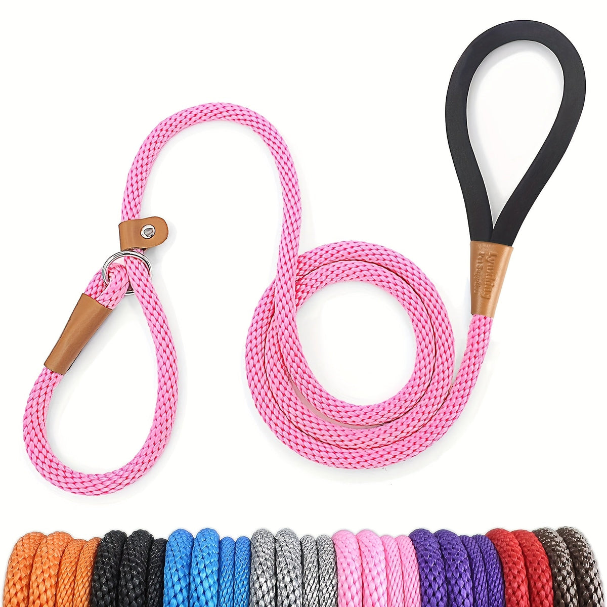 Laisse pour chien en nylon durable pour petits, moyens et grands chiens - Laisse de dressage robuste tissée S-XL, 8 couleurs, laisse de promenade avec poignée confortable et résistante