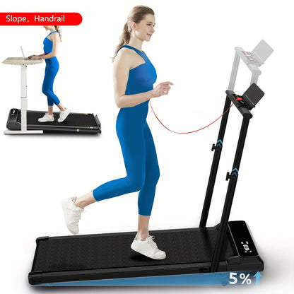 Incline Foldable Treadmill Walking Pad with Handles – 300 LB Capacity Portable Under Desk Treadmill for Home & Office, Compact Quiet Walking Pad with Incline for Weight Loss & Cardio Fitness