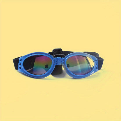 Lunettes de soleil pliables pour chien avec sangle réglable - Lunettes de protection étanches anti-UV pour activités en extérieur et aquatiques, protection oculaire élégante pour chiens de petite, moyenne et grande taille