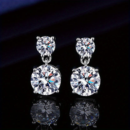 Boucles d'oreilles clous en mo issanite de 5 carats pour femme – Boucles d'oreilles pendantes en argent sterling 925, bijou de luxe brillant, cadeau idéal pour Noël, la Saint-Valentin et les occasions spéciales