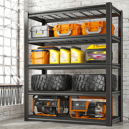 Étagère de rangement robuste en métal 72 pouces, 5 niveaux réglables, capacité de 3000 lb, en acier au carbone pour garage, sous-sol, entrepôt, garde-manger et bureau