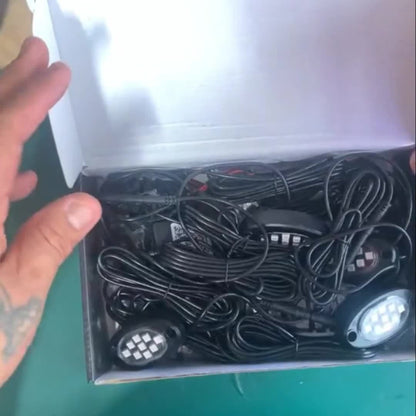 Kit de lumières LED RGB pour camions et pick-ups – Activation sonore, contrôle par application et télécommande, éclairage néon multicolore pour châssis, 9 grosses ampoules LED, 4/6/8/10 modules d'éclairage de bas de caisse