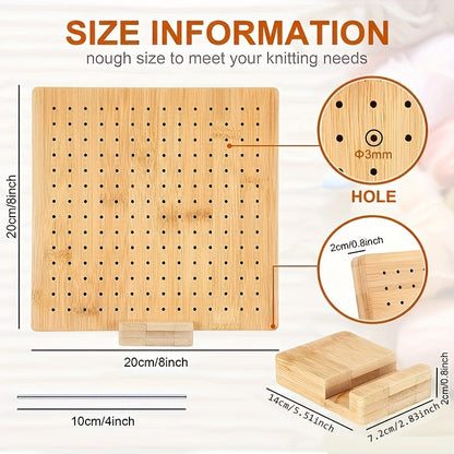 Ensemble de planche de blocage pour crochet en bois avec 20 épingles en acier et base, kit de blocage de tricot réutilisable pour mettre en forme des châles en dentelle, pulls, fournitures d'art de tricot pour débutants