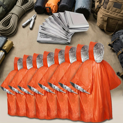 Poncho de pluie d'urgence réutilisable, lot de 4 et 14 – Conserve 90 % de la chaleur corporelle, imperméable et résistant aux intempéries, pour hommes, femmes et adultes, équipement de camping, de randonnée et de survie