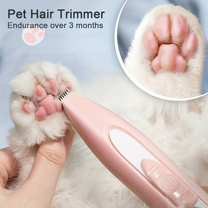 Quiet Pet Grooming Kit – Rechargeable Cordless Dog & Cat Hair Clippers, Low-Noise Paw Trimmer & Nail Polisher, USB Powered, Professional At-Home Pet Grooming Tool Set