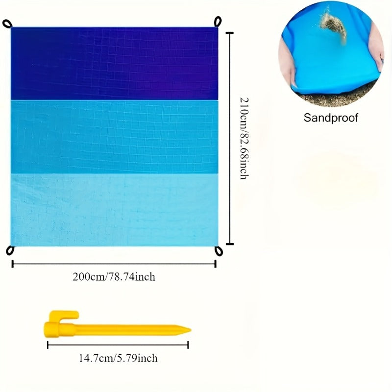 Grande couverture de plage anti-sable pour 4 à 7 personnes, 208 x 198 cm, tapis de pique-nique imperméable, léger et anti-sable pour la plage, le camping, la randonnée, les voyages et l'extérieur
