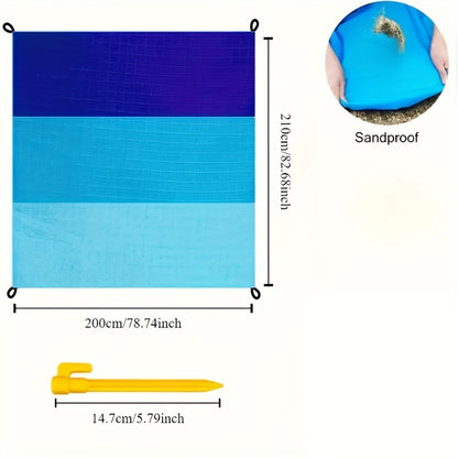 Grande couverture de plage anti-sable pour 4 à 7 personnes, 208 x 198 cm, tapis de pique-nique imperméable, léger et anti-sable pour la plage, le camping, la randonnée, les voyages et l'extérieur