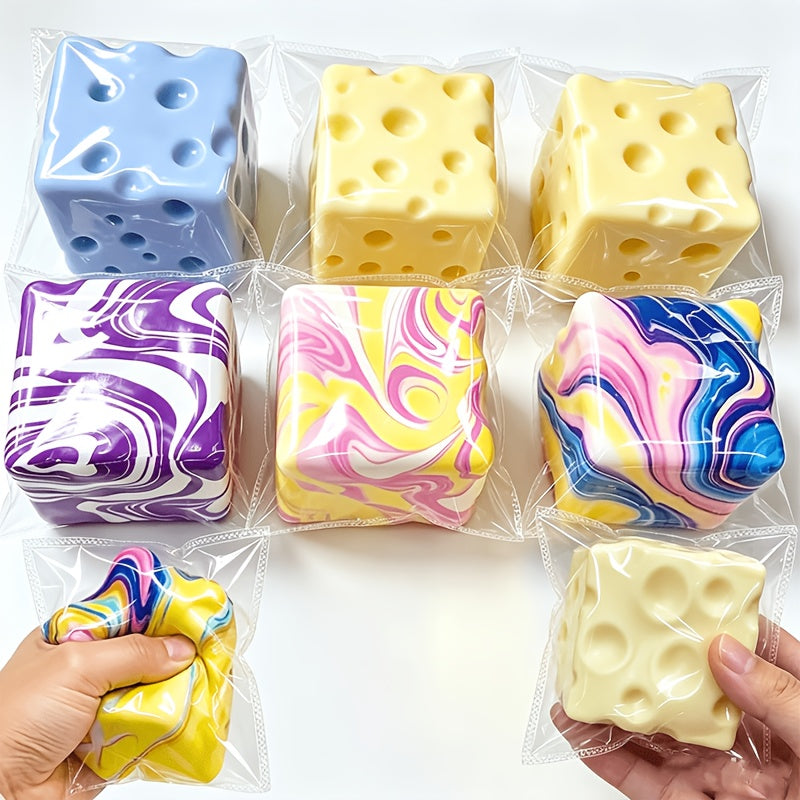 Jouet anti-stress en forme de fromage, balle malléable en TPR à montée lente, remplie d'huile de coco, sensorielle et moulable, couleur aléatoire, cadeau amusant pour enfants et adultes
