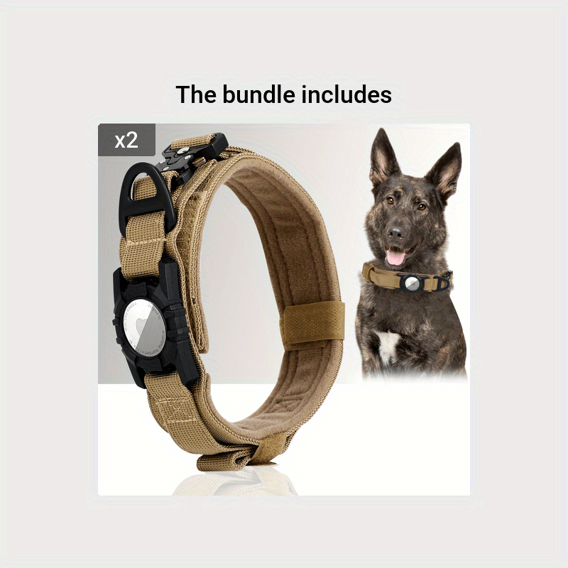 Collier tactique pour chien avec support GPS - Collier robuste en nylon de style militaire pour toutes les races, collier de dressage ajustable et sécurisé, 5 couleurs et 4 tailles (M/L/XL) pour chiens de grande et moyenne taille