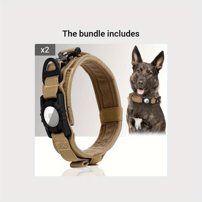 Collier tactique pour chien avec support GPS - Collier robuste en nylon de style militaire pour toutes les races, collier de dressage ajustable et sécurisé, 5 couleurs et 4 tailles (M/L/XL) pour chiens de grande et moyenne taille