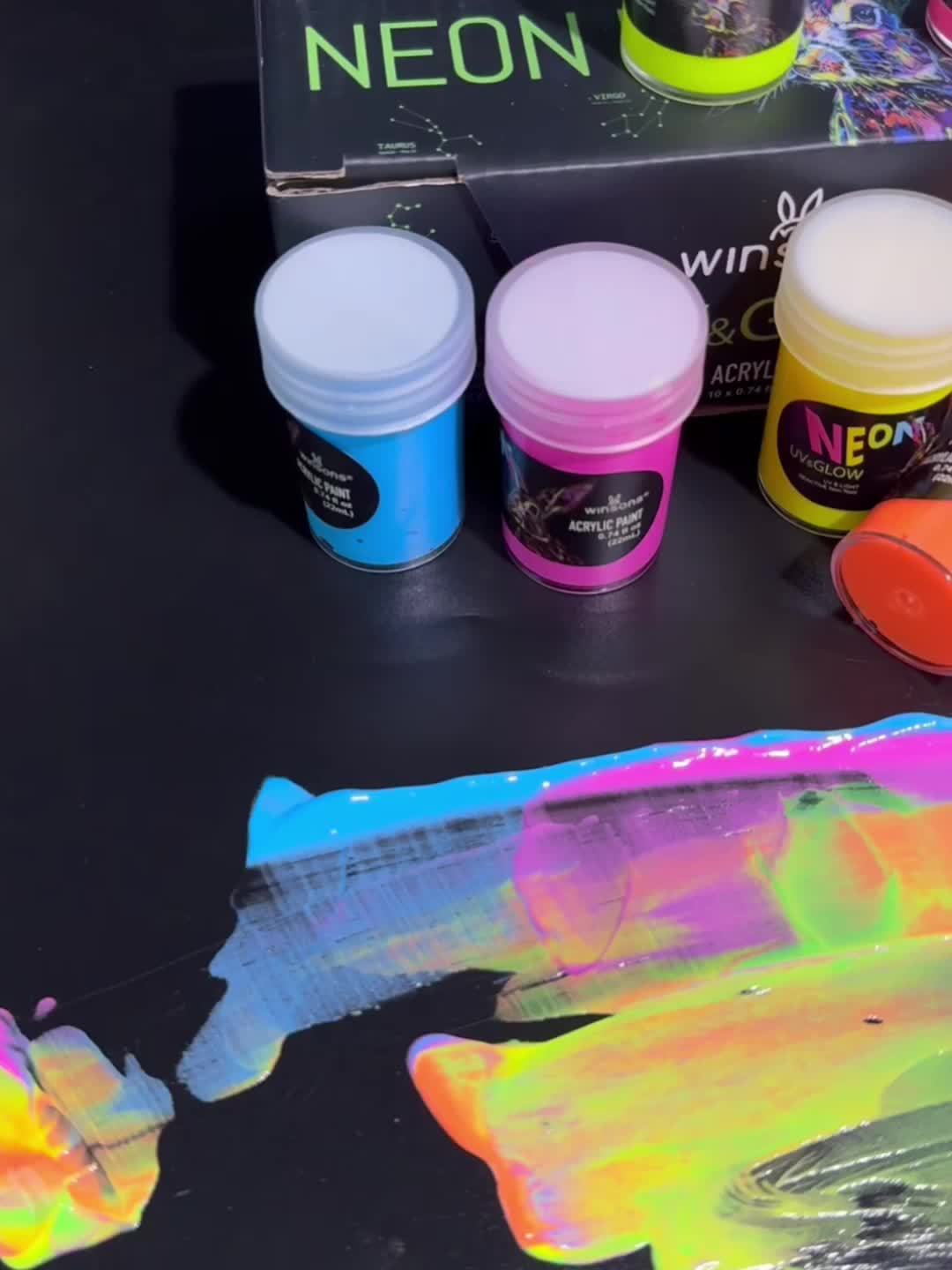 Glow in the Dark Paint Set 10 Colors 22ml Neon UV Acrylic Paint 2-in-1 Charge Glow and UV Activated for Rock Painting Canvas Craft Holiday Decor Christmas Gift