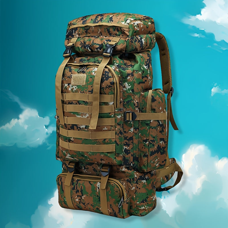Sac à dos de randonnée tactique 80 L, sac d'assaut 3 jours – Système MOLLE unisexe en tissu Oxford réglable pour la randonnée, le camping, la chasse, les voyages et le sport, 6 couleurs