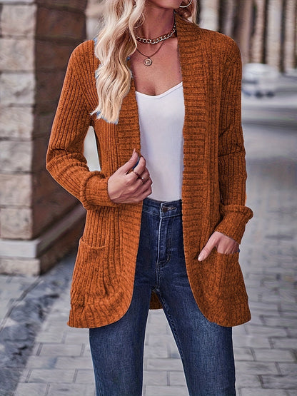 Women's Loose Casual Long Sleeve Blouse Solid Color Pocket Splicing Relaxed Fit Top 10 Colors S-XXL Spring Fall Everyday Wear