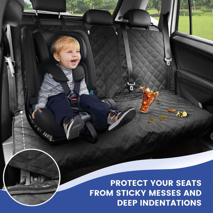 Car Back Seat Cover 60/40 Split Bench 900D Waterproof Non-Slip – Easy Cleanup Seat Protector for Dogs Pets Kids Cars Trucks SUVs with Seat Belt & Armrest Access (Black)