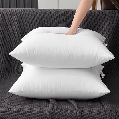 Garnitures de coussin carrées – Rembourrage en fibre neuve hypoallergénique, coussins blancs pour canapé, lit et terrasse, 14 à 20 pouces, lot de 1/2/4, idéal pour la chambre, le salon, le bureau et la décoration extérieure