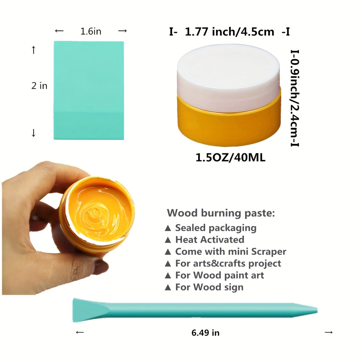 Kit de pâte de pyrogravure, 6 pots de gel thermoréactivable de 42,5 g avec stylos et outils de gravure, crème de pyrogravure pour bois, toile et denim, ensemble de loisirs créatifs pour débutants et artistes