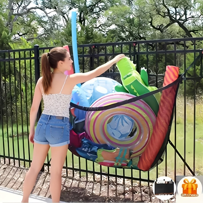 Grand sac de rangement pour piscine en filet avec cordon de serrage, 152 cm – Organisateur en filet robuste pour flotteurs gonflables, bouées, jouets de plage et accessoires de piscine, sac de transport imperméable et respirant