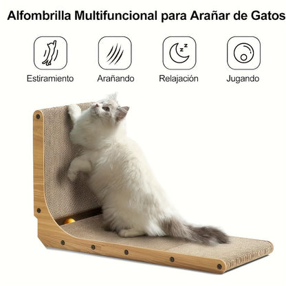 L-Shaped Cat Scratching Board for Wall and Floor - Durable Natural Texture Scratch Surface, Indoor Cat Toy and Furniture Protector, Long-Lasting Corner Cat Scratcher Play Area