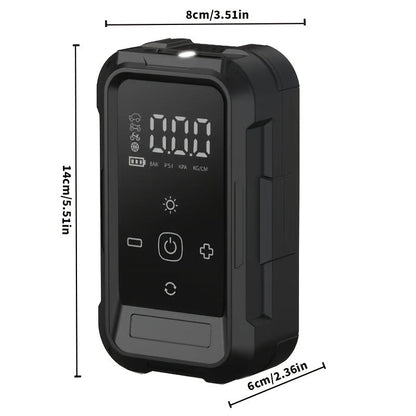 Gonfleur de pneus portable sans fil – Compresseur d'air intelligent sans fil avec manomètre numérique et lampe LED pour voitures, motos, vélos et ballons, recharge rapide Type-C