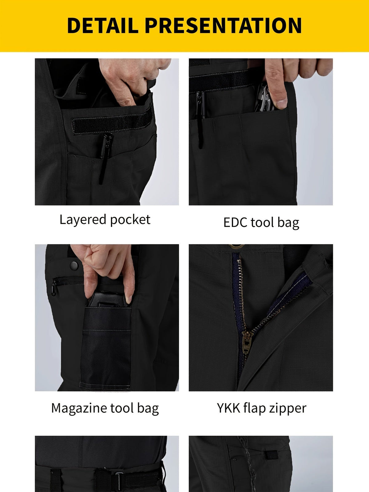 Pantalon cargo tactique pour homme, séchage rapide, léger, multi-poches, pour randonnée, plein air, travail, S-XXXL, noir, gris, vert, marron, coupe droite, pantalon utilitaire