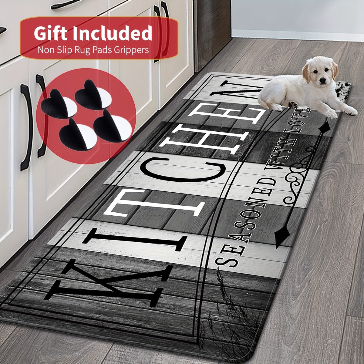 Tapis de cuisine absorbant antidérapant | Tapis de sol anti-fatigue à imprimé premium | Tapis de porte lavable pour cuisine, salle de bain, buanderie, chambre et couloir | Aspect bois et uni | Tailles multiples de 50x80 cm à 60x180 cm