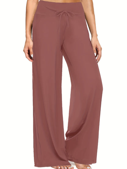 Pantalon palazzo large pour femme, lot de 4 – Pantalon fluide, extensible et décontracté à taille haute pour la plage ou la détente, pantalon habillé ample pour le quotidien, les vacances, l'été et grandes tailles – S à XXL, noir et couleurs assorties