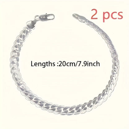 Ensemble de 2 bracelets de cheville torsadés en argent sterling 925 – Bijou de cheville minimaliste hypoallergénique pour femmes et hommes, bijou quotidien classique et élégant, chaîne de cheville unisexe, cadeau de fête idéal