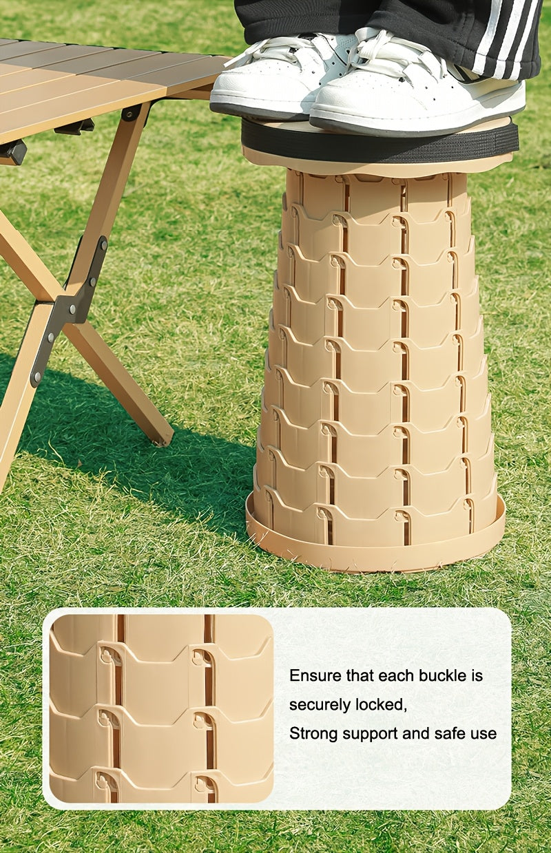 Lot de 2 tabourets pliants télescopiques – Capacité de 180 kg, tabouret de camping portable, rangement compact pour voyage, camping, randonnée, pêche et barbecue dans le jardin – Siège en plastique léger, cadeau pour homme