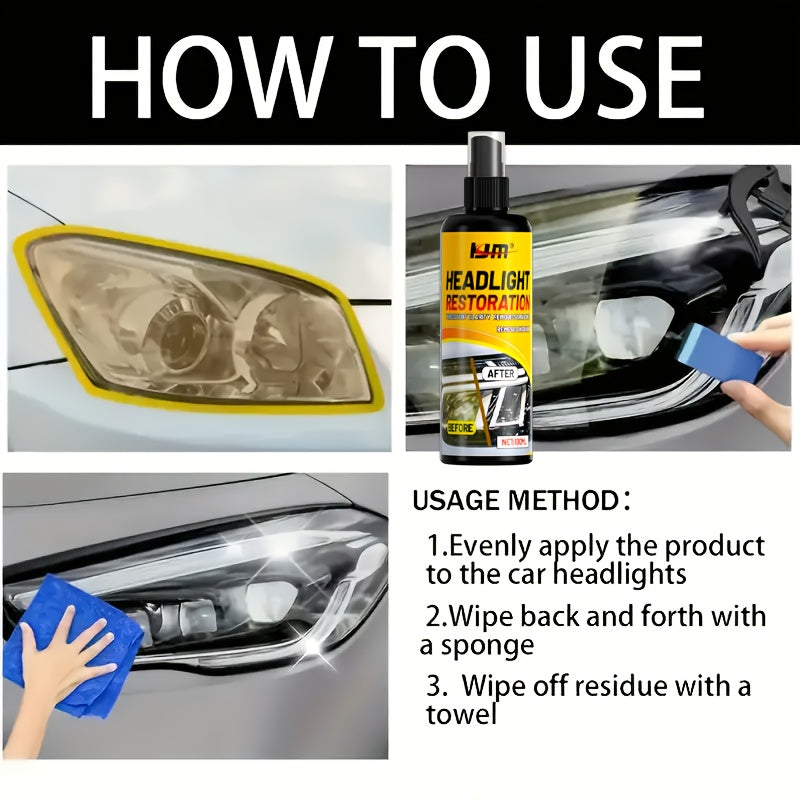 Kit de restauration de phares – Élimine le jaunissement et l'oxydation, restaure la clarté des phares ternis, protection anti-UV longue durée, nettoyant et rénovateur facile à utiliser pour voitures, camions, SUV et motos