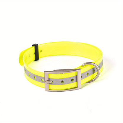Collier pour chien réfléchissant et imperméable - Collier réglable en Biothane avec boucle et anneau en D en alliage de zinc, bande réfléchissante de sécurité nocturne, collier pour chien résistant à toutes les conditions météorologiques