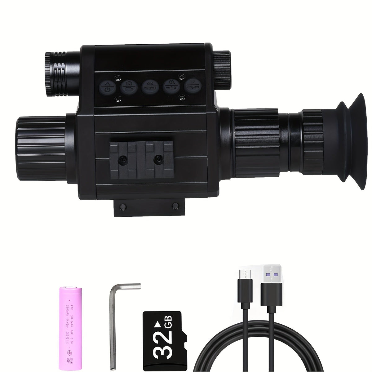 Lunette de vision nocturne numérique pour la chasse – Monoculaire infrarouge, zoom 5x, enregistrement vidéo HD 1080p, carte TF 32 Go et batterie 2600 mAh, réticule intégré pour la chasse, le camping et l'aventure en pleine nature