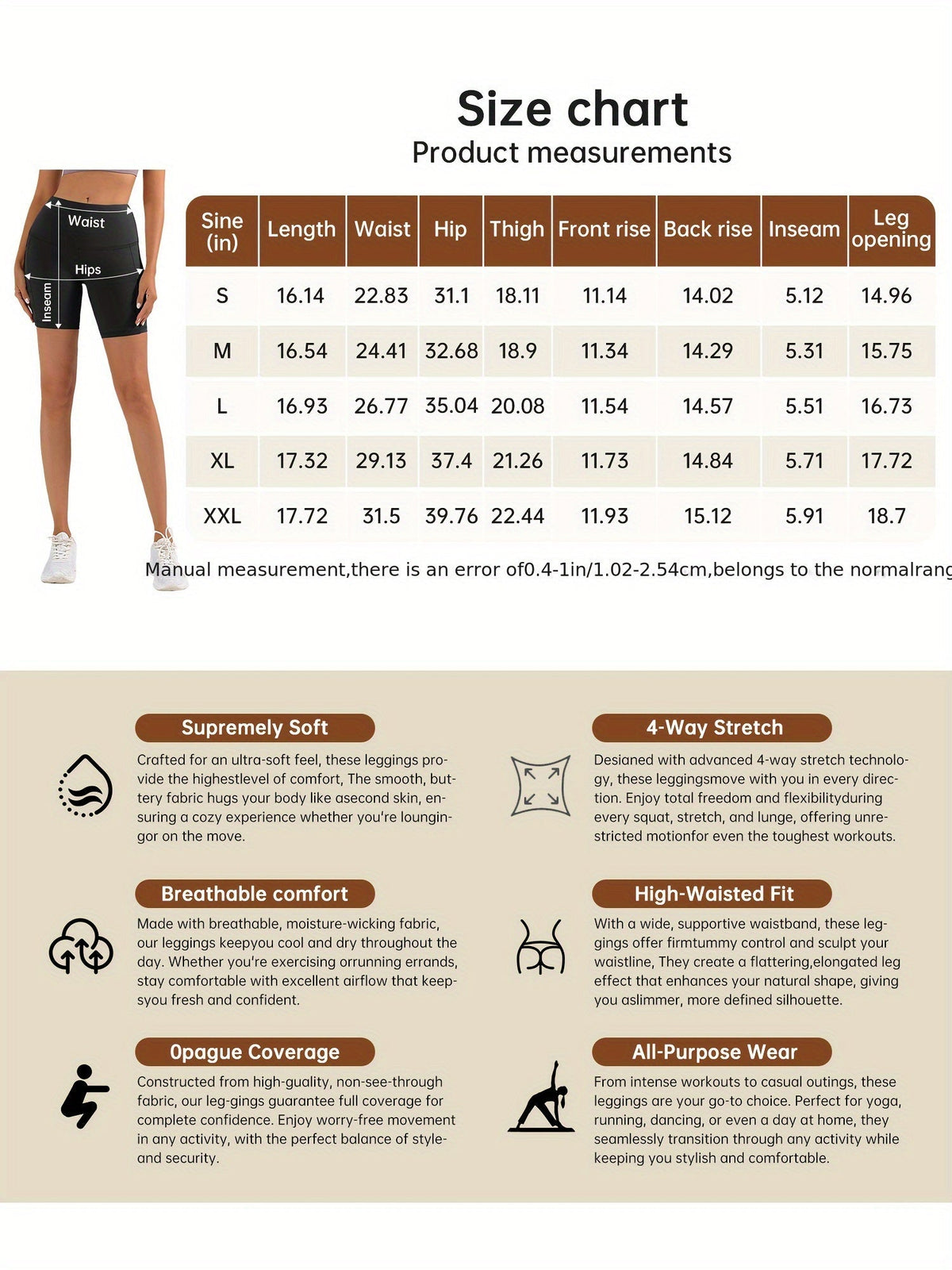 Short de yoga taille haute pour femme – Short de sport extensible 4 directions, anti-transpirant, avec ceinture élastique et poches latérales pour la course, le vélo et l'entraînement – Noir, gris foncé et bleu marine, tailles S-XXL