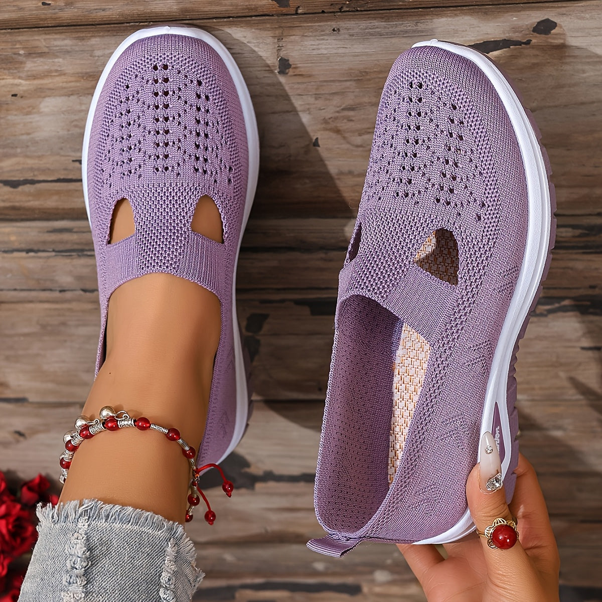 Women's Mesh Slip-On Sneakers – Lightweight Comfortable Casual Walking Shoes for Beach, Vacation, Camping & Everyday Summer Use, Sizes US 6.5–10.5