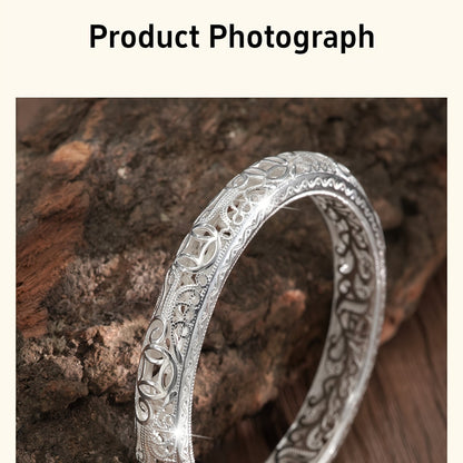 Bracelet jonc en argent pur S999 pour femme – Manchette fermée massive, bijou en argent fin de haute pureté, accessoire de mode élégant et brillant, cadeau idéal pour un anniversaire ou une fête.