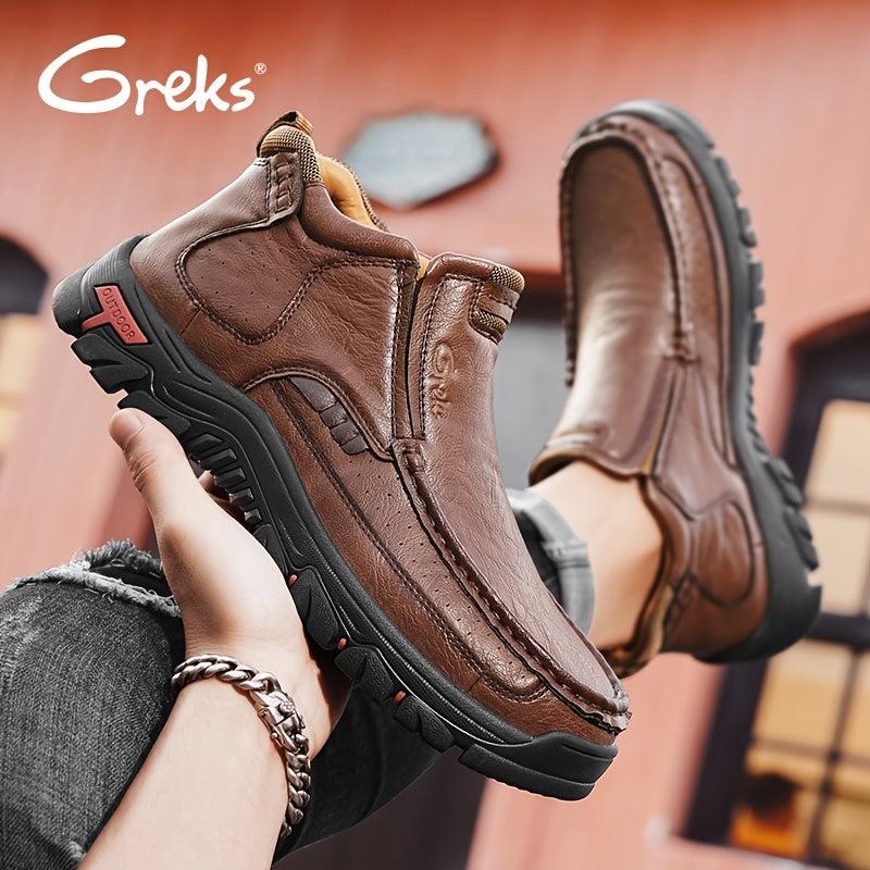 Bottines à enfiler cousues main pour homme GREKS, mocassins décontractés style Chukka, semelle antidérapante pour la randonnée, la conduite et le quotidien – chaussures légères et confortables pour homme