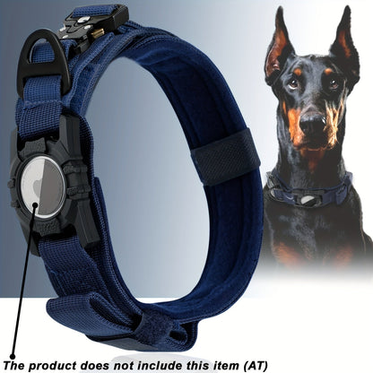 Collier tactique pour chien avec support GPS - Collier robuste en nylon de style militaire pour toutes les races, collier de dressage ajustable et sécurisé, 5 couleurs et 4 tailles (M/L/XL) pour chiens de grande et moyenne taille