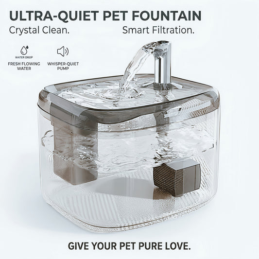 Fontaine à eau intelligente pour chat ultra-silencieuse - Distributeur d'eau pour animaux à filtration multi-niveaux, alimenté par USB, facile à nettoyer, pour les chats à la maison et en voyage, 3 couleurs : gris argenté, blanc céramique, jaune crème