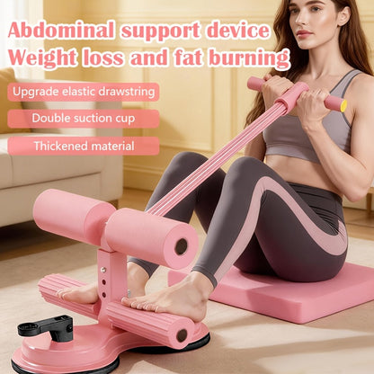 Barre de redressements assis portable – Conception réglable en 3 sections, double ventouse et bandes de résistance, équipement de fitness léger pour le renforcement abdominal à domicile, idéal pour les petits espaces